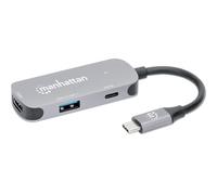 Manhattan Conversor de acoplamiento USB-C a HDMI 3 en 1 con entrega de energía