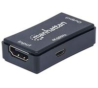 Manhattan 207621 - Repetidor HDMI (Amplificador de señal HDMI, alarga vídeo 4K y Audio sin pérdidas hasta 40 m), Color Negro