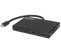 Manhattan 207744 Divisor de DP Mini DisplayPort a 4 Puertos con Multi Stream de Transporte, Color Negro