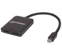 Manhattan 207775 Divisor de DP Mini DisplayPort a 2 Puertos con Multi Stream de Transporte, Color Negro
