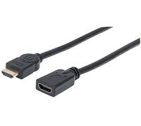 Manhattan 354356 - Cable alargador de Alta Velocidad con Canal Ethernet (HDMI Macho a HDMI Hembra, extensión de porteros 4K HEC ARC 3D), 20 cm, Color Negro