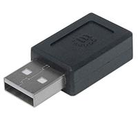 Manhattan 354653 adaptador de cable USB A USB C Negro - Adaptador para cable (USB A, USB C, Macho/Hembra, Negro)
