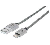 Manhattan 394321 iLynk - Cable Conector Lightning a USB para iPad, iPhone y iPod Plateado Plateado metálico