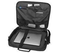 MANHATTAN Bolsa de transporte para laptop, estilo maletín delgado, apertura de concha, compartimentos acolchados, Negro -, 17.3 Inch