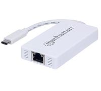 Manhattan 507608 hub de interfaz USB 3.0 (3.1 Gen 1) Type-C 1000 Mbit/s Blanco - Concentrador (USB 3.0 (3.1 Gen 1) Type-C, RJ-45,USB 3.0 (3.1 Gen 1) Type-A, 1000 Mbit/s, Blanco, Actividad, Enlace, 0,14 m)