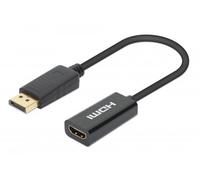 Manhattan adaptador activo displayport 1.2 a hdmi, 4k@60 hz, 15 cm, ma