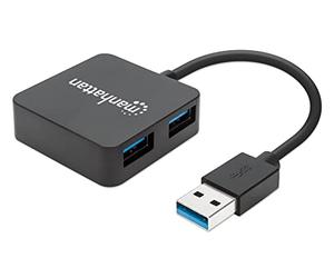 Manhattan Adaptador Hub Usb3.0 4Port [BK]