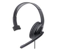 Manhattan Auriculares Mono sobre la Oreja (USB), Brazo de micrófono (Acolchado), Embalaje de Caja al por Menor, Diadema Ajustable, Control de Volumen en línea, Almohadilla para los oídos, USB-A para