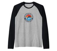 Manhattan Beach, California, California, Delfín vintage, retro, años 70 Camiseta Manga Raglan