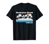 Manhattan Beach Vintage 80s Tropical Vacaciones Atardecer Camiseta