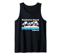 Manhattan Beach Vintage 80s Tropical Vacaciones Atardecer Camiseta sin Mangas