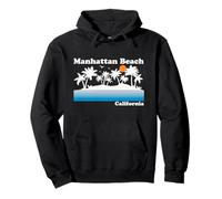 Manhattan Beach Vintage 80s Tropical Vacaciones Atardecer Sudadera con Capucha