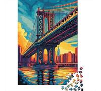 Manhattan Bridge Paisaje Urbano Colorido Puzzle de 1000 Piezas Puzzle para Adultos Papel Relajación Regalo Decoración Hogar Familia 52x38cm/1000pcs