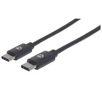 Manhattan Cable de conexión USB 2.0 Tipo C (USB 2.0 Macho a Tipo C Macho 480 Mbit/s 5 A, 2 m), Color Negro 355247