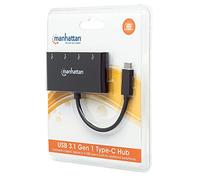 MANHATTAN 162746 - Concentrador USB 3,0, 4 puertos, puerto USB-C.