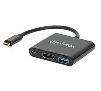 Manhattan Convertidor de Acoplamiento USB-C a HDMI 3 en 1 con Suministro de energía