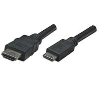MANHATTAN Hdmi 4K To Mini Hdmi Cable 1.8M -4K/30Hz Male/Male Black Polybag NUEVO