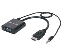Manhattan HDMI to VGA (with Audio) Converter cable, 1080p, 30cm, Male to Female,