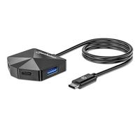 Manhattan Hub USB-C y USB-A de 4 puertos: compacto, de carga rápida, diseño en ángulo para un fácil acceso y compatibilidad universal - 181150