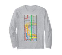 Manhattan New York NYC Metro Mapa Retro Rail Transit Art Manga Larga
