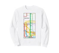 Manhattan New York NYC Metro Mapa Retro Rail Transit Art Sudadera