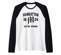 Manhattan Nueva York 1624 Patrimonio urbano gótico Camiseta Manga Raglan