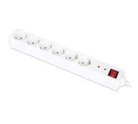 Manhattan Power Distribution Unit EU (2-Pin), X6 Gang/Output with, W128291595 ((2-Pin), X6 Gang/Output with On/Off Switch (Neon) and Surge Protection, 2M Cable, 16A, White, Extension)