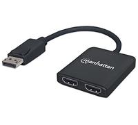 Manhattan -Products DisplayPort a HDMI - Divisor de Puerto de Pantalla a 2 Puertos HDMI, concentrador MST, conmutador con resolución 4K @ 30Hz, Plug & Play, Accesorios - Negro