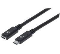 Manhattan SuperSpeed 355230 - Cable alargador USB-C (USB 3.1 Gen2 tipo C macho a tipo C hembra, 10 Gbit/s, 5 A, 0,5 m), color negro