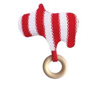 Manhattan Toy Hippo Knit Baby Rattle with Wooden Teether Mordedor de Madera (216340)