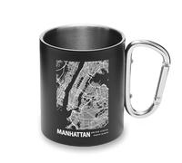 Manhattan United States Blueprint City Map - Mosquetón de metal con asa para acampar
