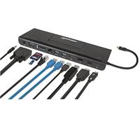 Manhattan USB-C Dock/Hub with Card Reader and MST, Ports (X9):, W128288156 (Reader and MST, Ports (X9): Audio 3.5Mm, Displayport, Ethernet, Hdmi, USB-A (X3), USB-C and Vga, with Power)