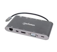 Manhattan USB-C Dock/Hub with Card Reader, Ports (x8): USB-C to HDMI, Audio 3.5m