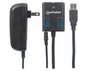MANHATTAN USB-HUB 4-Port USB 3.0 Black con Alimentatore