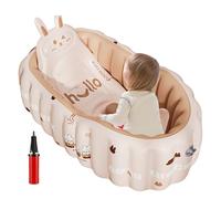 manhegari Bañera portátil para bebés, dibujos animados inflable bañera para bebés, bandeja plegable asiento antideslizante piscina niños baño casa viajes camping vacaciones baño