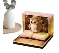 manhegari Bloc de notas adhesivas 3D | Cuaderno artístico con hojas arrancables y diseño tallado, Block de notas con forma de búho para decoración del hogar, oficina, Navidad y nueva casa