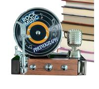 Manhegari Fresadoras de aire de coche duraderas, Record Player Air Fairsener Car - Reproductor de discos de adherencia al aire,Decoración de aromaterapia retro creativa de energía solar para uso