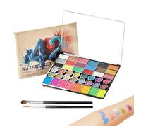 Manhegari Kit Maquillaje Cara - 42 Colores a Base de Agua con Cepillos | Maquillaje Artístico Para Fiestas Carnaval Escuela Halloween Cumpleaños Escena