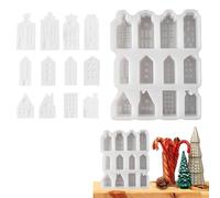 manhegari Molde de silicona para casas, molde de silicona reutilizable de 12 capas, para velas, cemento, yeso, resina, manualidades, decoración, proyectos de decoración del hogar