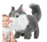 manhegari Peluche de ardilla suave, suave tranquilizador para niños - interactivo para decoración del hogar, compañero electrónico de dibujos animados para niños y niñas
