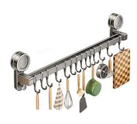 manhegari Perchas de cocina para utensilios, percha de utensilios de cocina,Estante de utensilios con ganchos - Ejecución pesada sin taladro-taladro organizador de estante de extraíble para