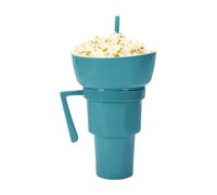 manhegari Vaso con Pajita | Vaso para Bebidas con Recipiente para Aperitivos - Térmica Portátil de Exterior con Asa Contenedor de Palomitas para Postres Camping Picnic Viajes en Coche Cine Niños