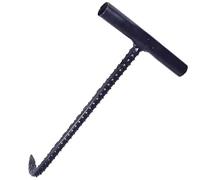 Manhole Hook Tool T-Handle Pry Bar for Sewer Drain Cover - Heavy Duty Stainless Steel Lid Puller with J Hook Pull Up Bar -Rolling Door Hook for Storm Drain Cover(Black,L24in/60cm)