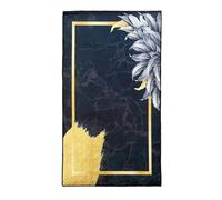 MANI TEXTILE TPS_FEUILL_NOIRGOLD120 Alfombra, Poliéster, Negro, 120 x 180