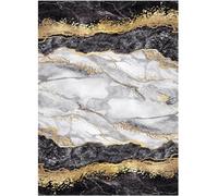 MANI TEXTILE TPS_GOLD_BLACK_80 Alfombra, Poliéster, Negro, 80 x 150
