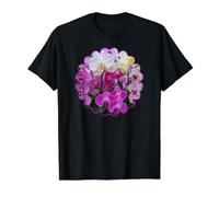 Mania de Hermosas orquídeas Blancas y Magenta Camiseta gráfica económica, Hombre, Negro, L