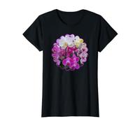 Mania de Hermosas orquídeas Blancas y Magenta Camiseta gráfica económica, Mujer, Negro, L