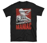 Maniac Horror Movie T-Shirt Men tee Fashion Retro Clothing Round Neck Short Sleeves Black M