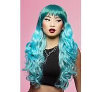 Smiffys Peluca Manic Panic® Mermaid™ Ombre Siren™, con puntas largas rizadas, puede estilizarse con calor