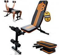 ManiBoom Banco Musculación PLEGABLE para Entrenamiento en Casa Banco de Pesas Robusto con Altura Ajustable 7 Niveles Tabla de Abdominales Cómoda y Fácil de Montar Maquina Gym Carga Máxima de 250KG